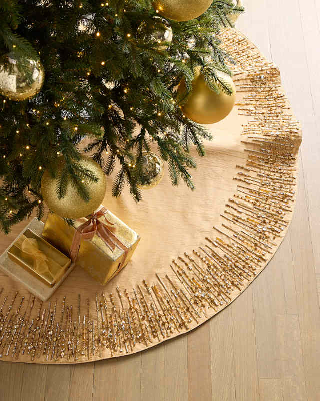Gold Beaded 54" Tree Skirt